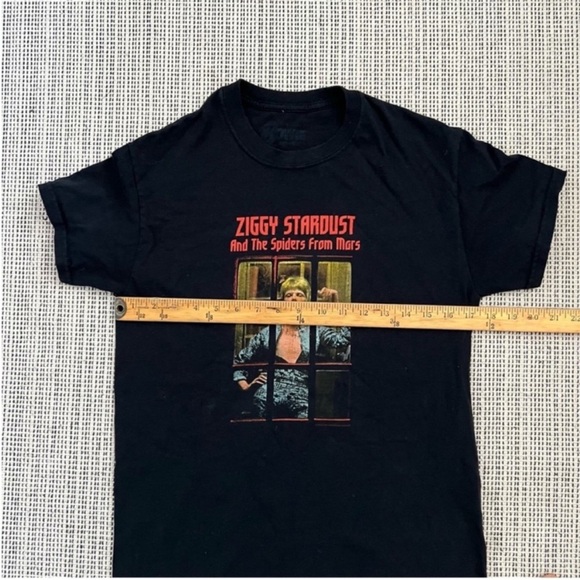 VINTAGE Ziggy Stardust and The Spiders from Mar Black Graphic T-Shirt Bowie - Picture 7 of 9